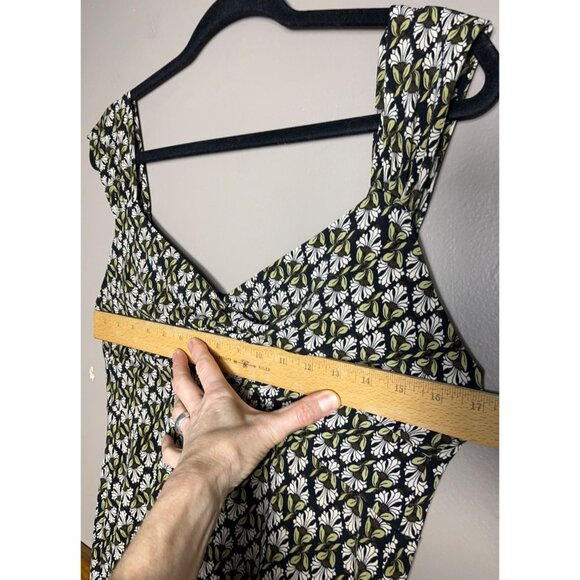 Tiana B Dress Black Green A-line Midi Comfy Fit Flare Preppy Fall Layers Women M - Picture 7 of 11